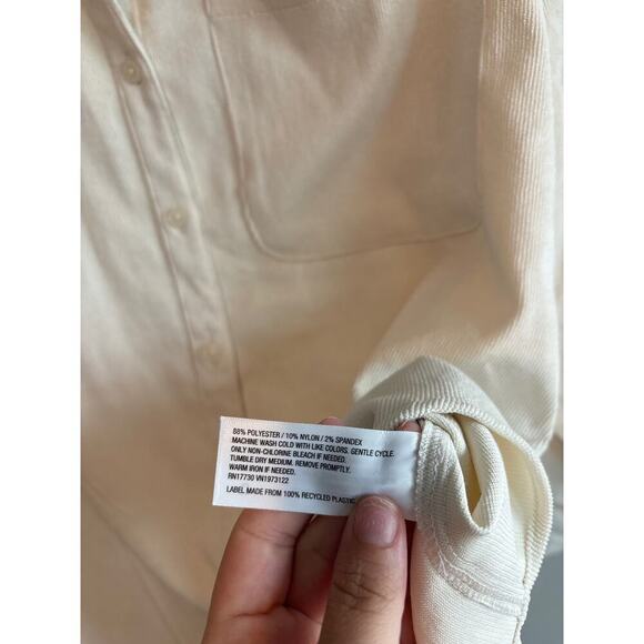 A New Day Long Sleeve Corduroy Button Down Shirt In Cream Size Large - Picture 3 of 4